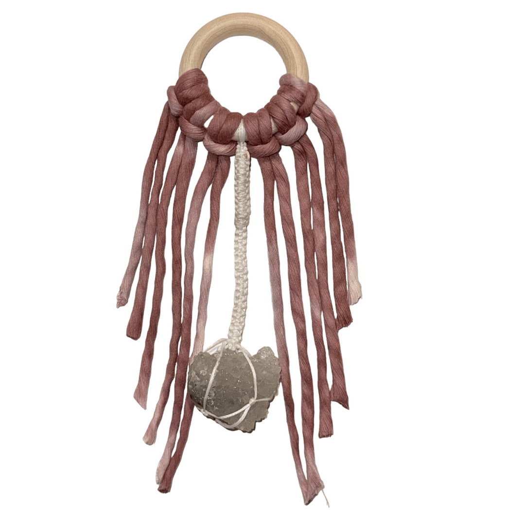 Mini Dream Catcher + Apophyllite Crystal | Pink