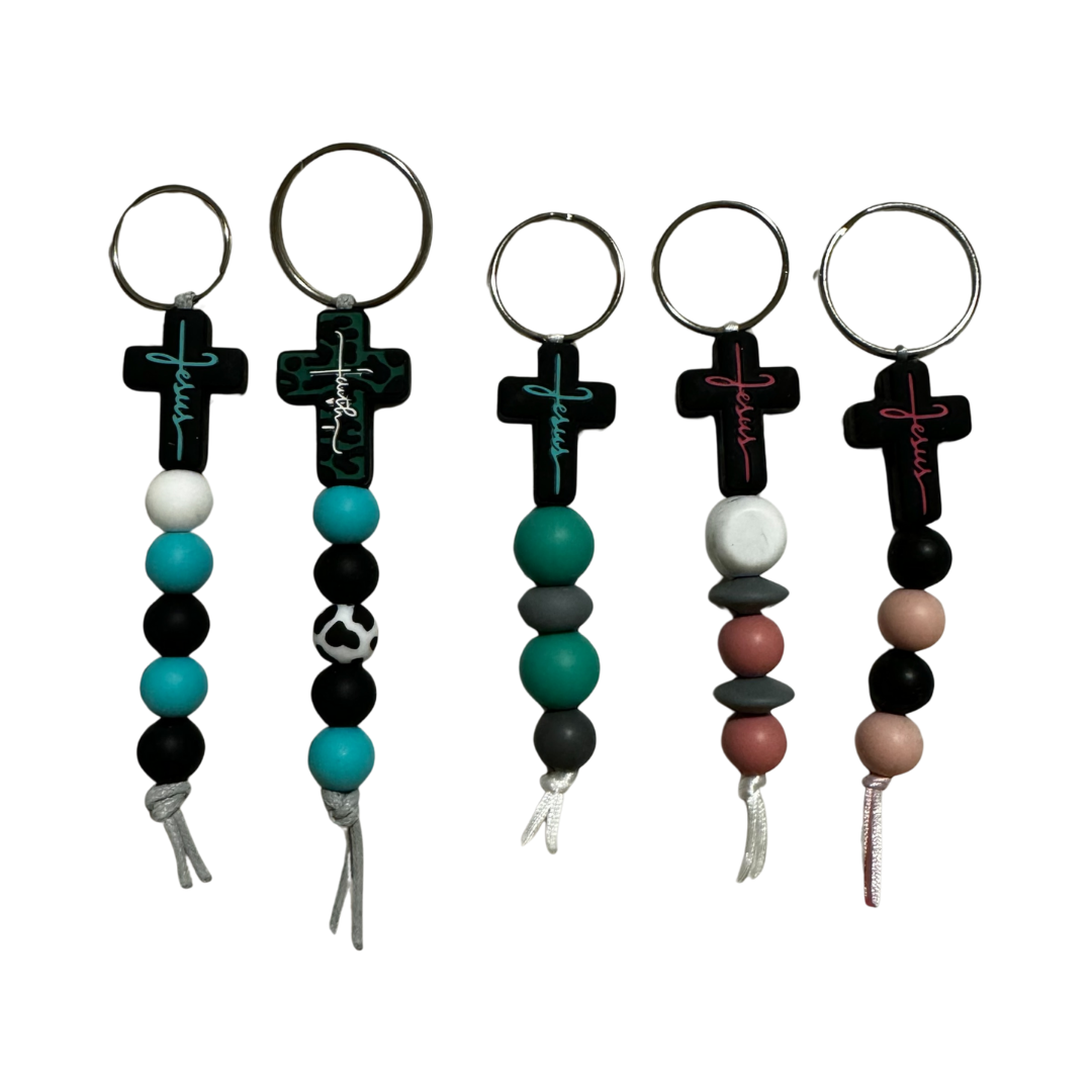 Lily’s Beaded Jesus Cross Keyring