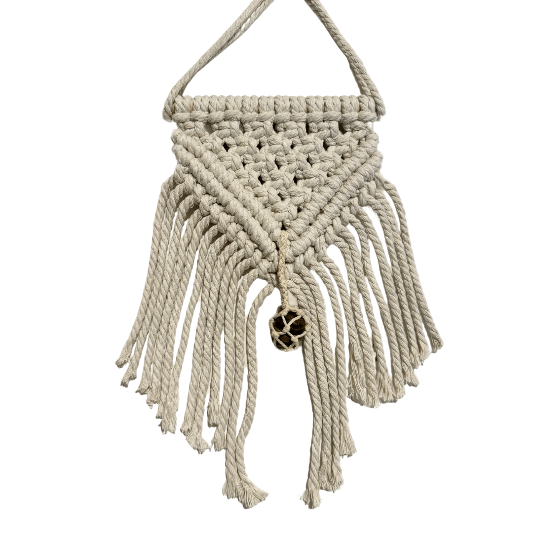 Macrame Wall Hanging + Tigers Eye Crystal Tumble