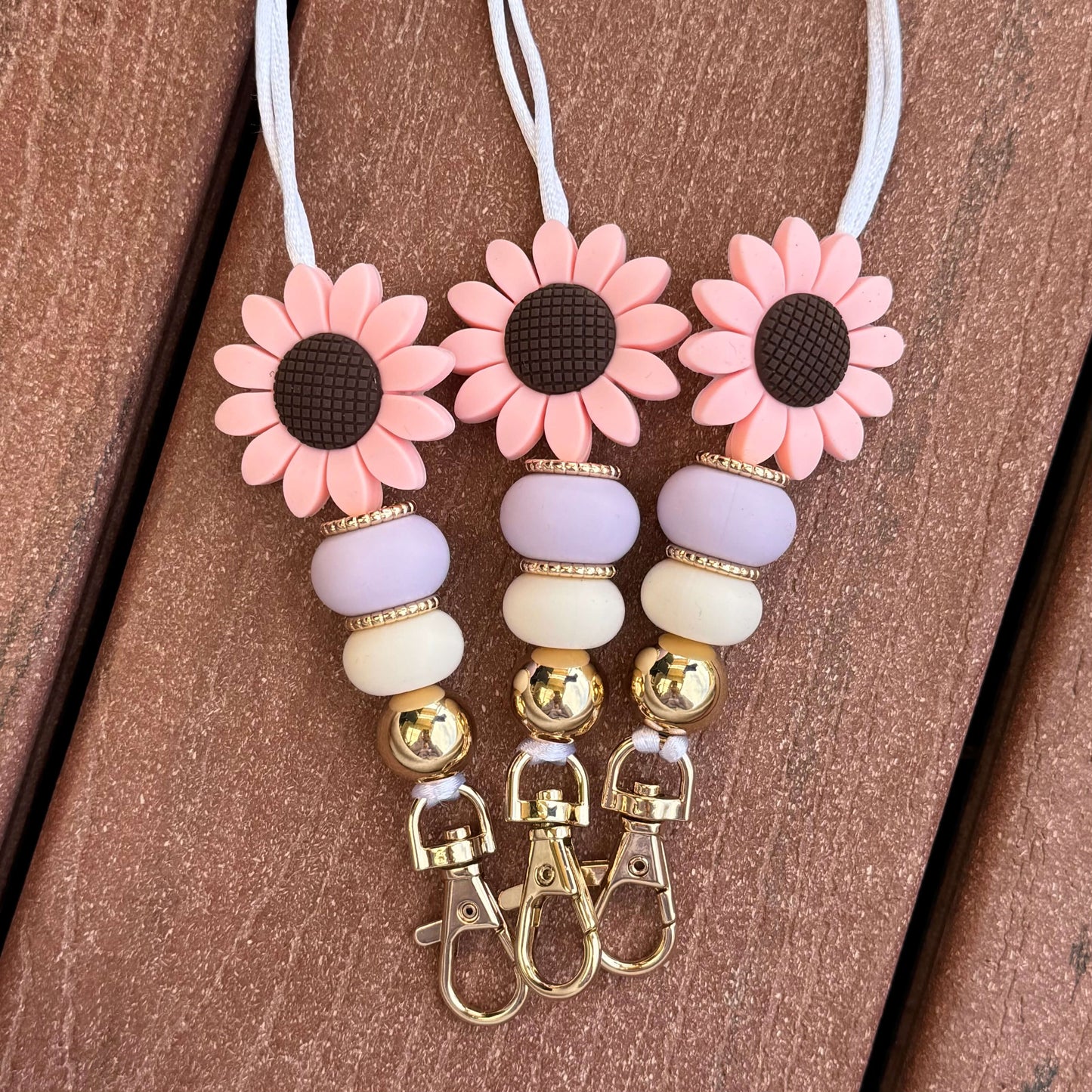 Large Pink Flower Lanyard