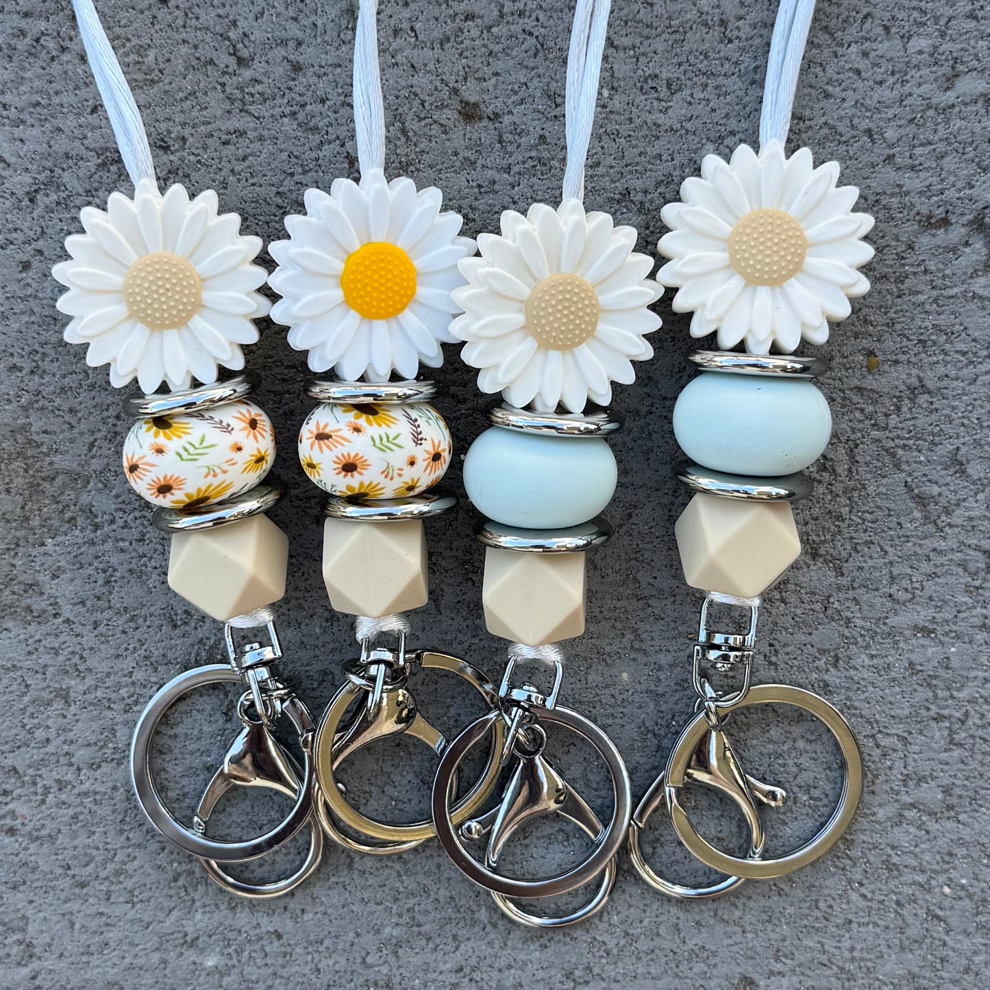 Flower Lanyard | Sunflower + Silver
