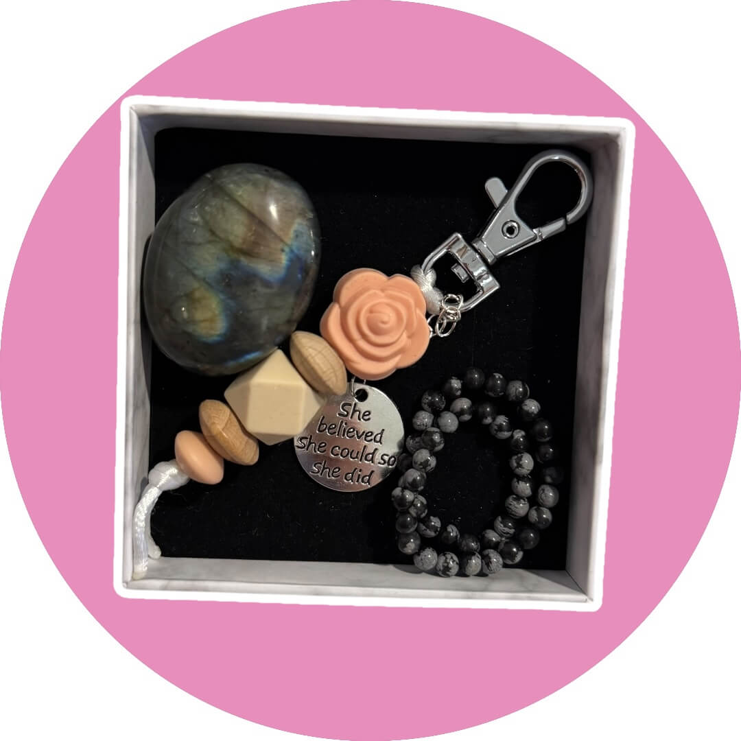 Labradorite + Keyring Gift Box Set