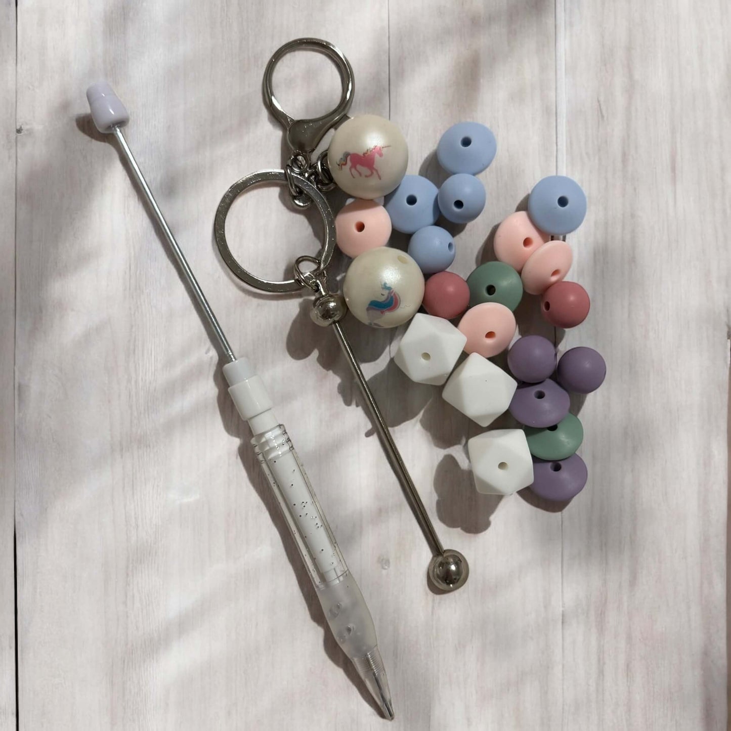 Do It Yourself Keyring & Pencil Set | Unicorn/Mermaid Theme