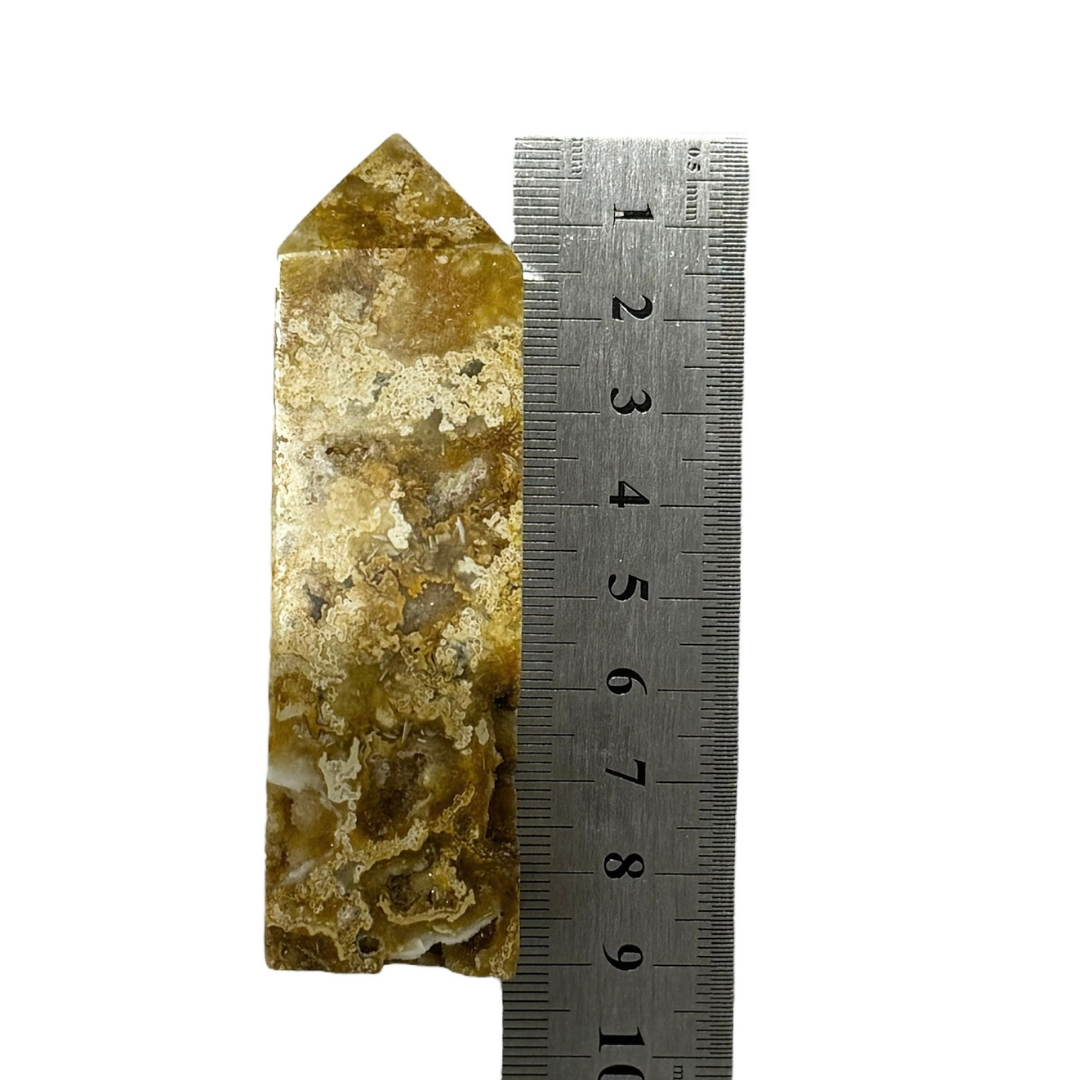 Crazy Lace Agate Yellow Crystal Tower