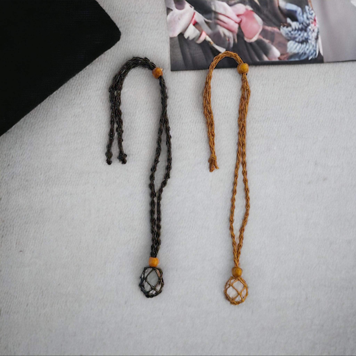 Macrame Tumble Crystal Necklace