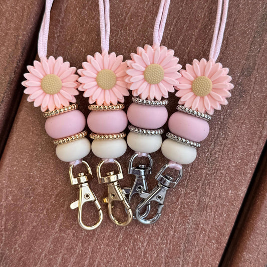 Pink Flower Lanyard | Silver or Gold