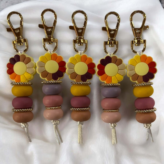 Earthy Tones Flower Keyring | Purple & Pink or Yellow & Pink