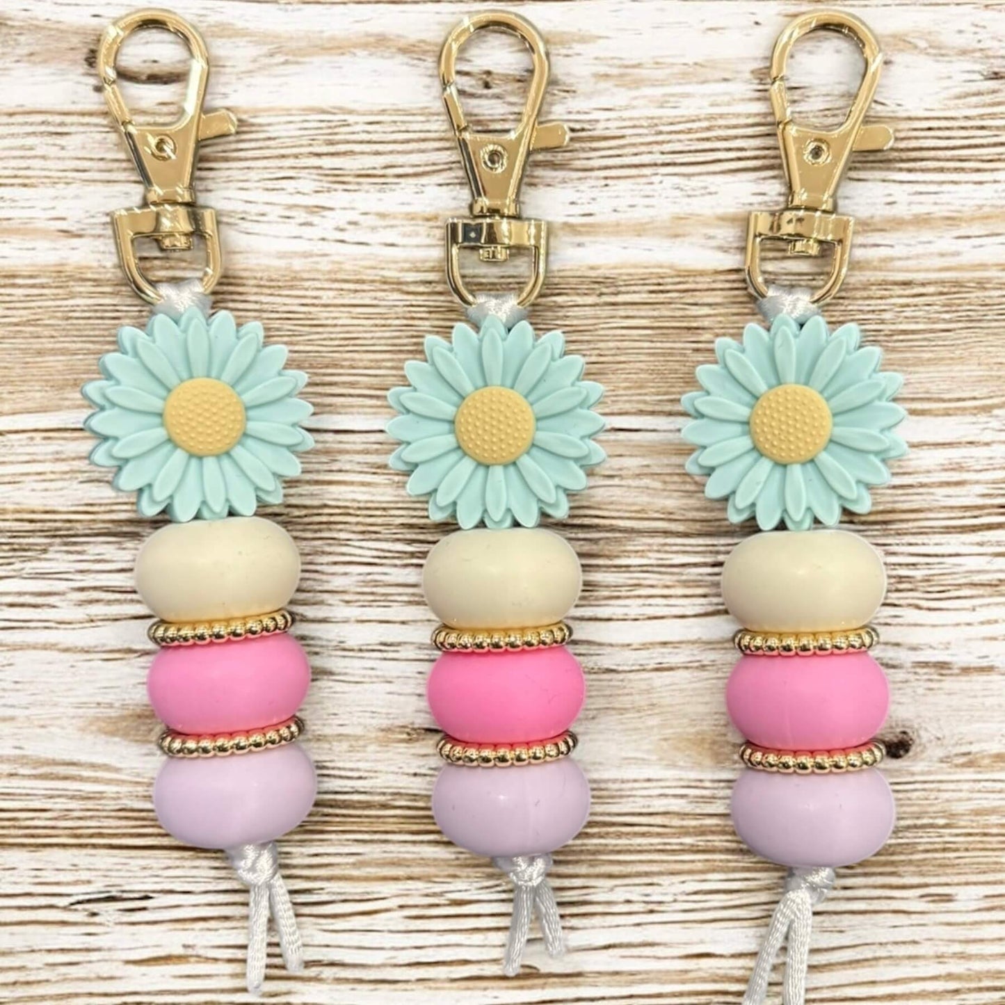 Blue Flower Keyring | Gold