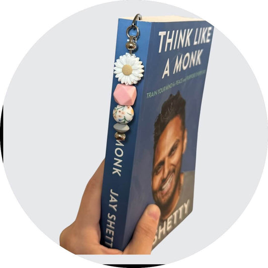 Flower Beaded Bookmarks | White + Green