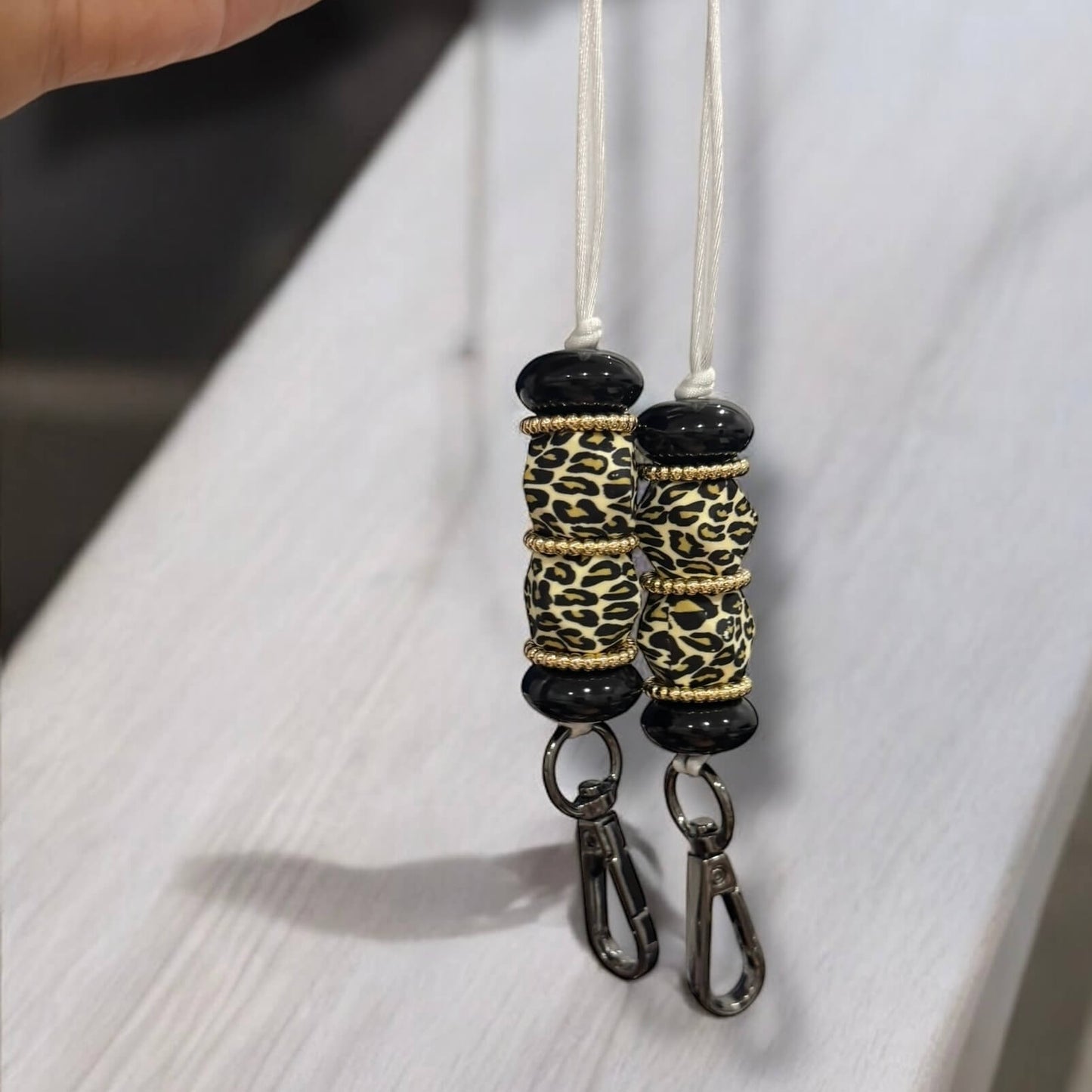 Leopard Print & Black Lanyard