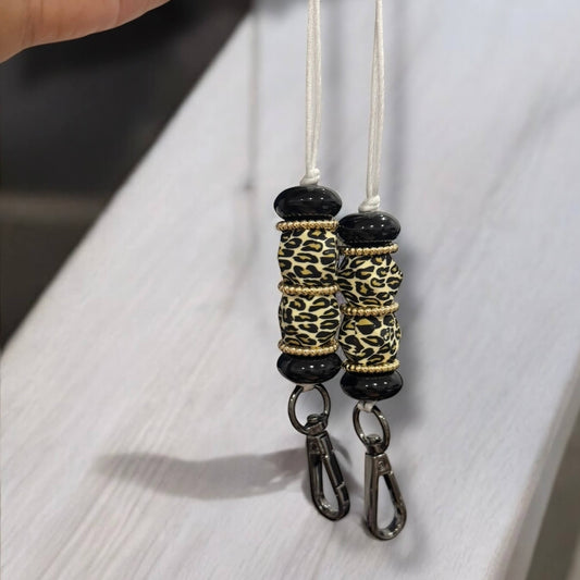 Leopard Print & Black Lanyard