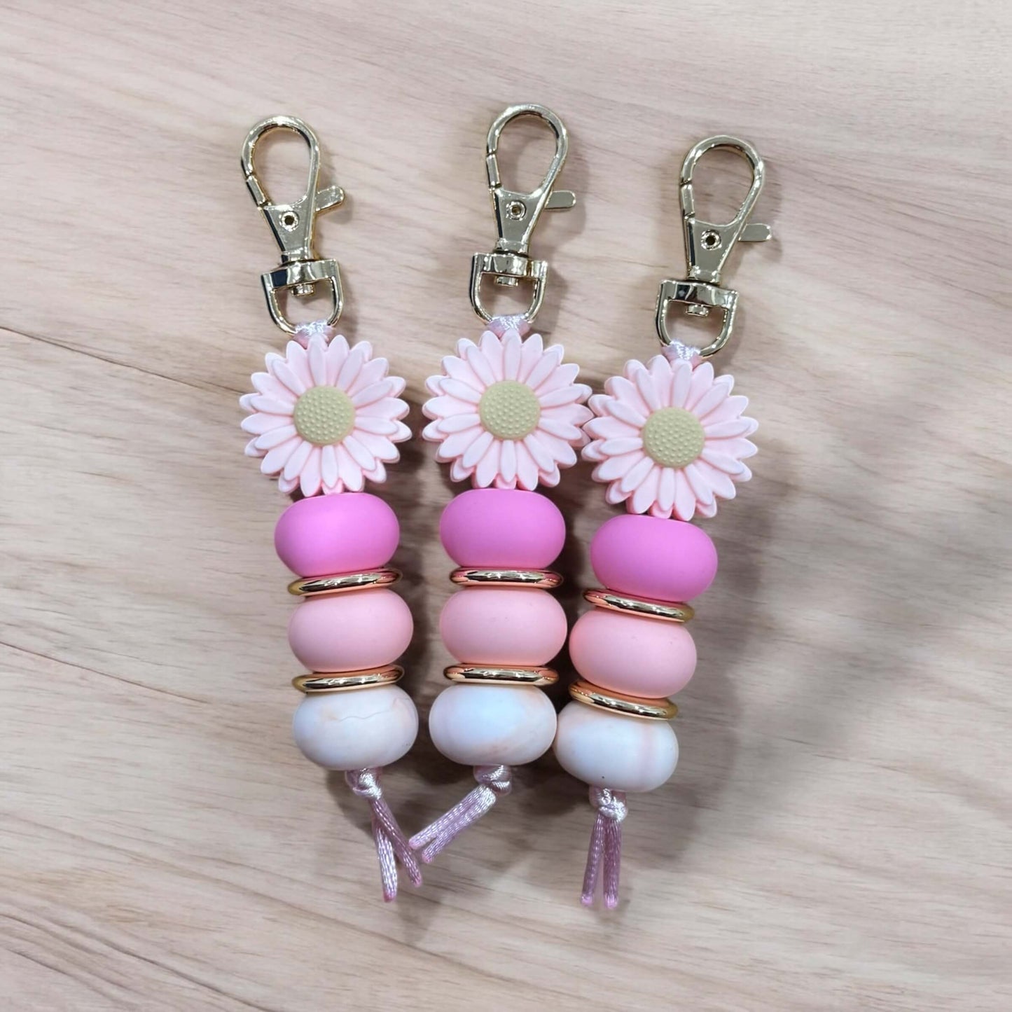 Flower Keyring | Pink & Gold or Pink & Silver