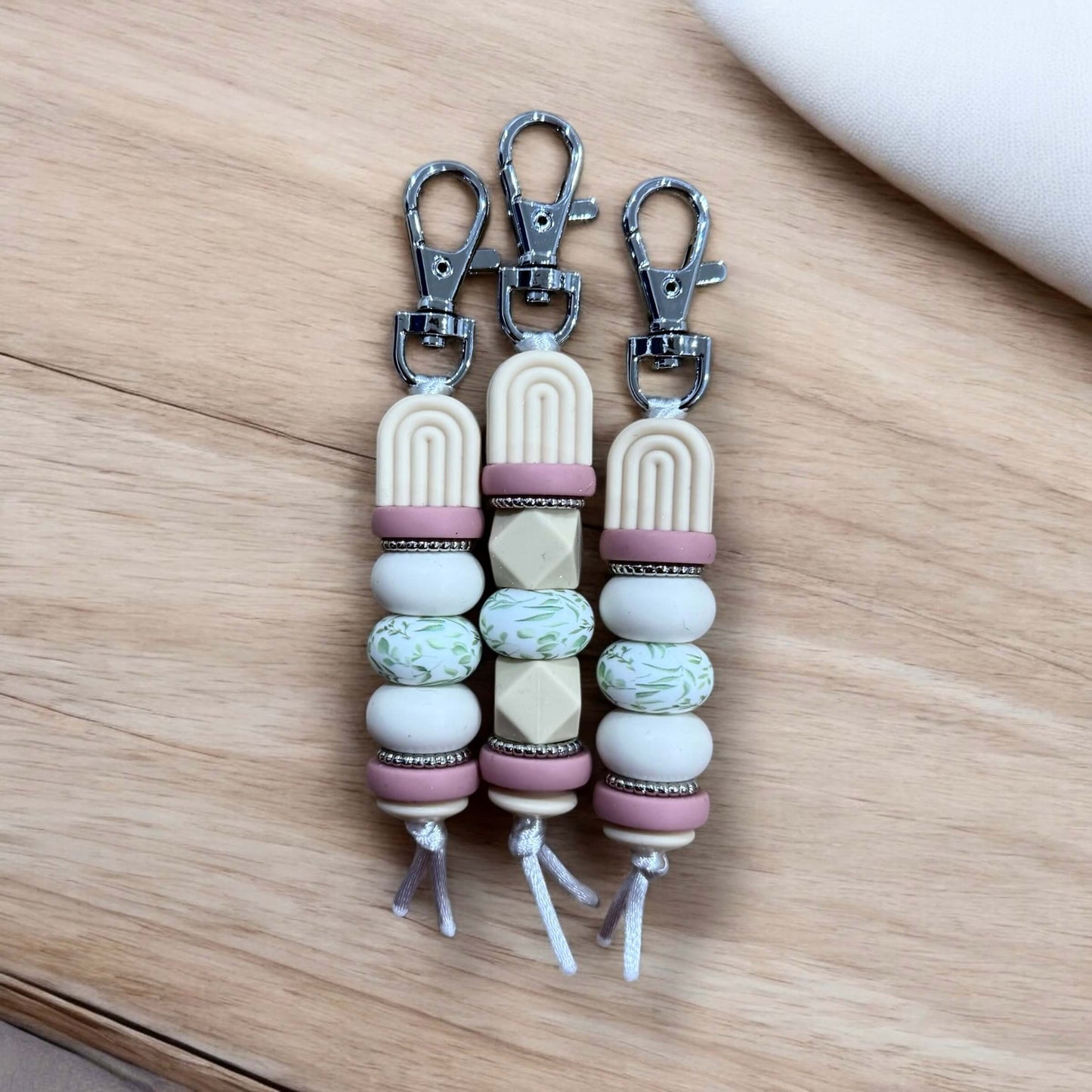 Rainbow Keyring | Pink + Green Floral