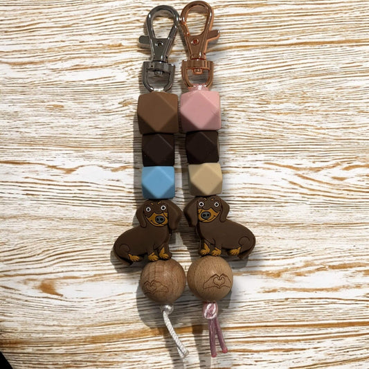 Dachshund Dog Keyring | Black or Brown